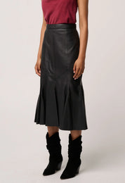 Gayle Leather Panelled Skirt- Black - Presence Hamilton