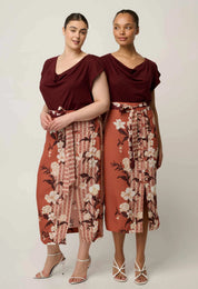 Adria Midi Button Detail Skirt -Amber Vine