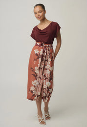 Adria Midi Button Detail Skirt -Amber Vine