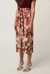 Adria Midi Button Detail Skirt -Amber Vine