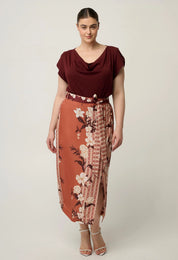 Adria Midi Button Detail Skirt -Amber Vine