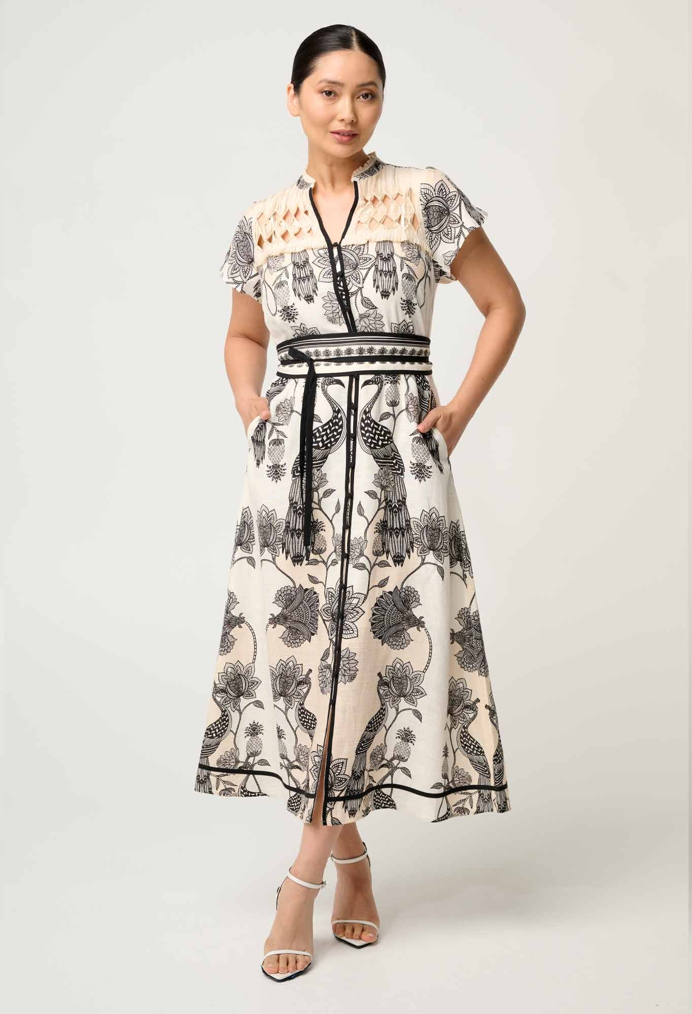 Xanthia Diamond Smock Yoke Dress