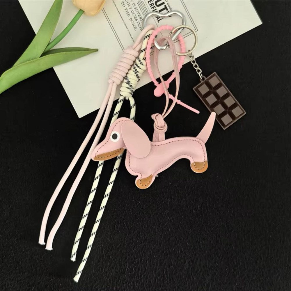Sausage Dog Bag Charm- Pink