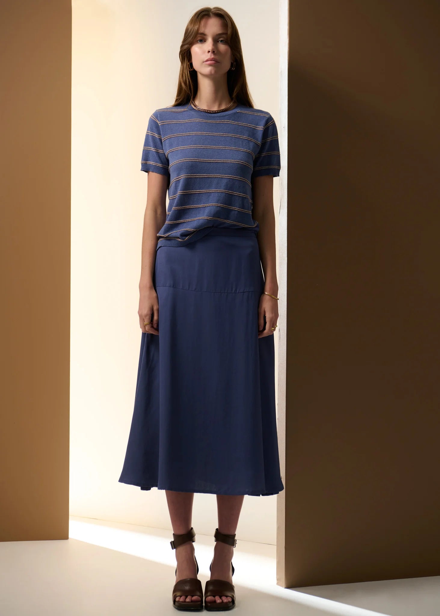 Sable Tee Stripe - Blue/Gold