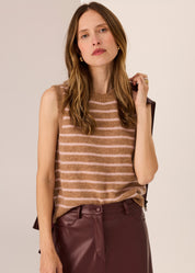 Carmel Striped Vest- Camel & Blush