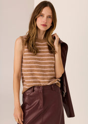 Carmel Striped Vest- Camel & Blush