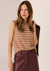 Carmel Striped Vest- Camel & Blush