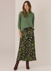 Vaun Cable Knit Tee- Green - Presence Hamilton