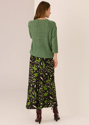 Vaun Cable Knit Tee- Green - Presence Hamilton