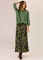 Vaun Cable Knit Tee- Green - Presence Hamilton