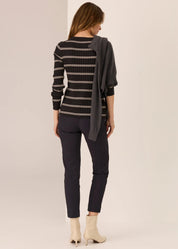 Tate Henley- Charcoal & White Stripe - Presence Hamilton