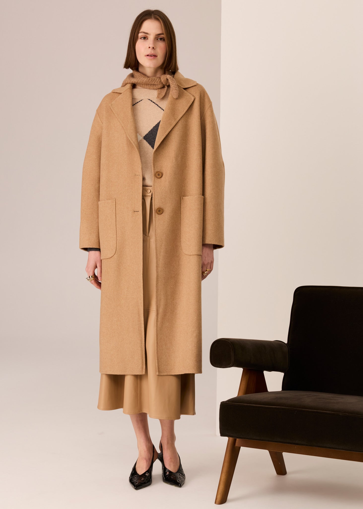 Cohen Long Wool Coat- Camel - Presence Hamilton