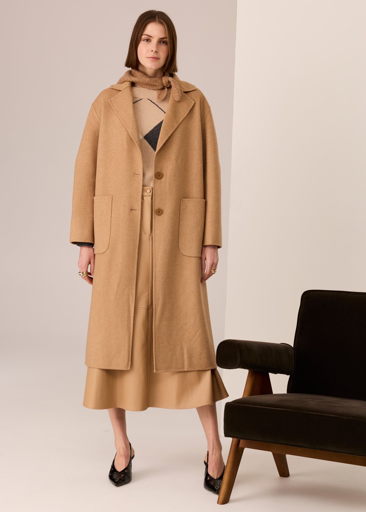 Cohen Long Wool Coat- Camel - Presence Hamilton