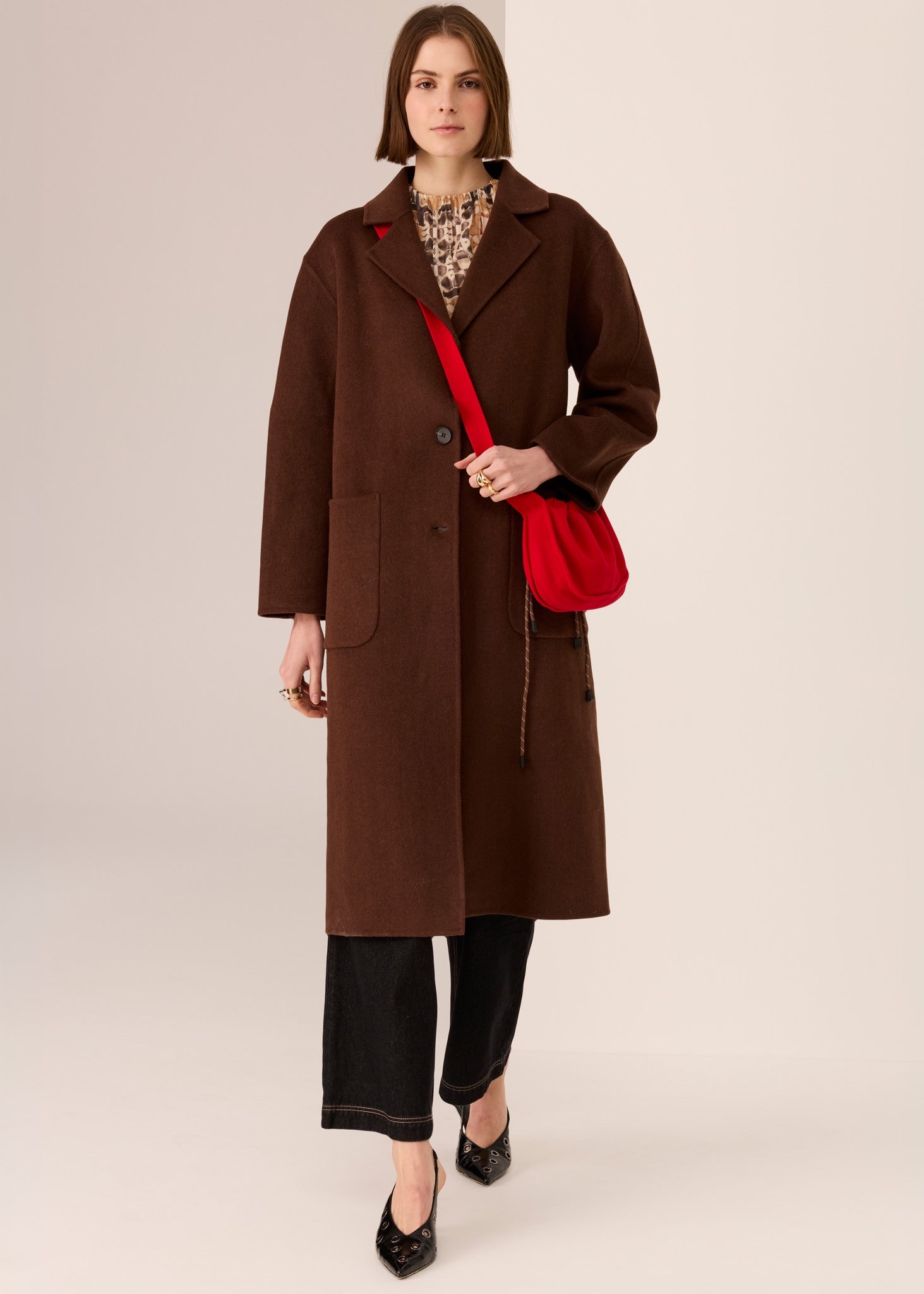 Cohen Long Wool Coat- Walnut - Presence Hamilton