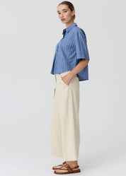 Aubin Camp Shirt - Blue & Butter Stripe