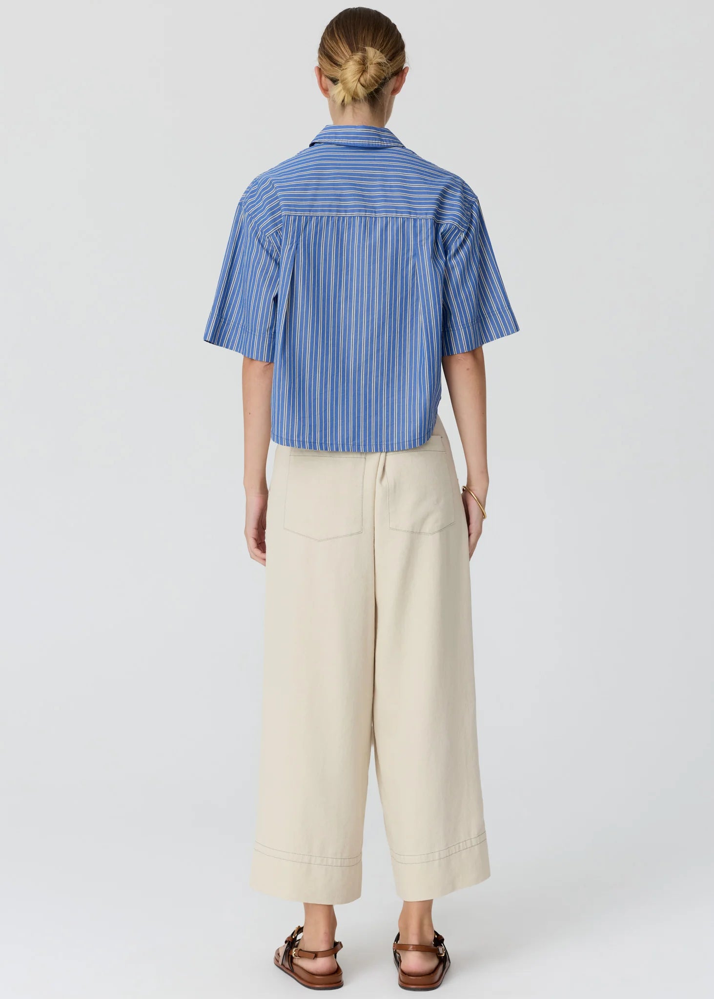 Aubin Camp Shirt - Blue & Butter Stripe