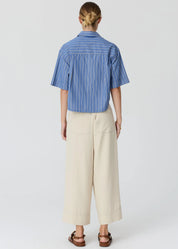Aubin Camp Shirt - Blue & Butter Stripe