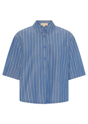 Aubin Camp Shirt - Blue & Butter Stripe