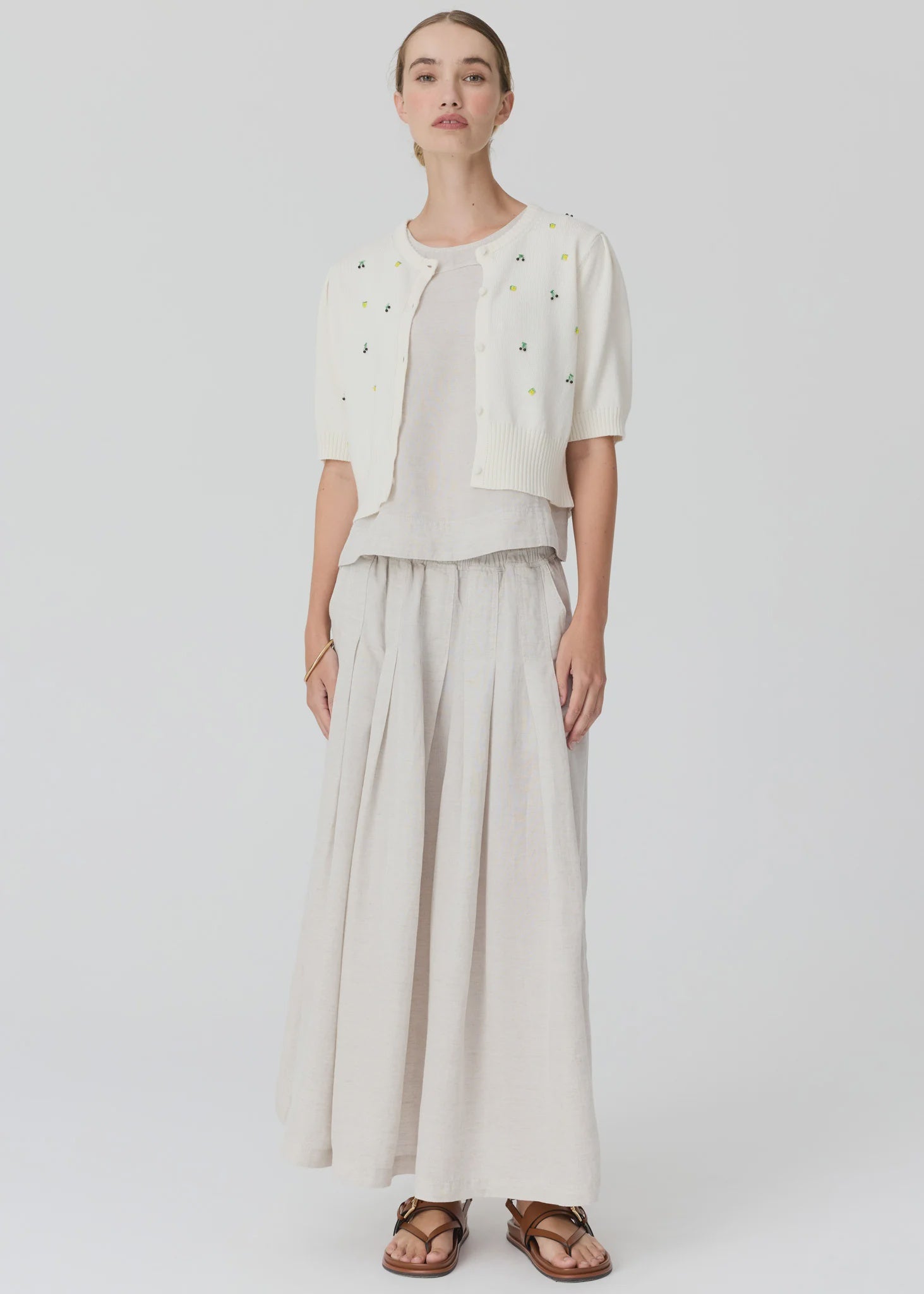 Viloa Short Sleeve Cardigan- Chalk