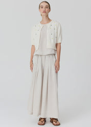 Viloa Short Sleeve Cardigan- Chalk