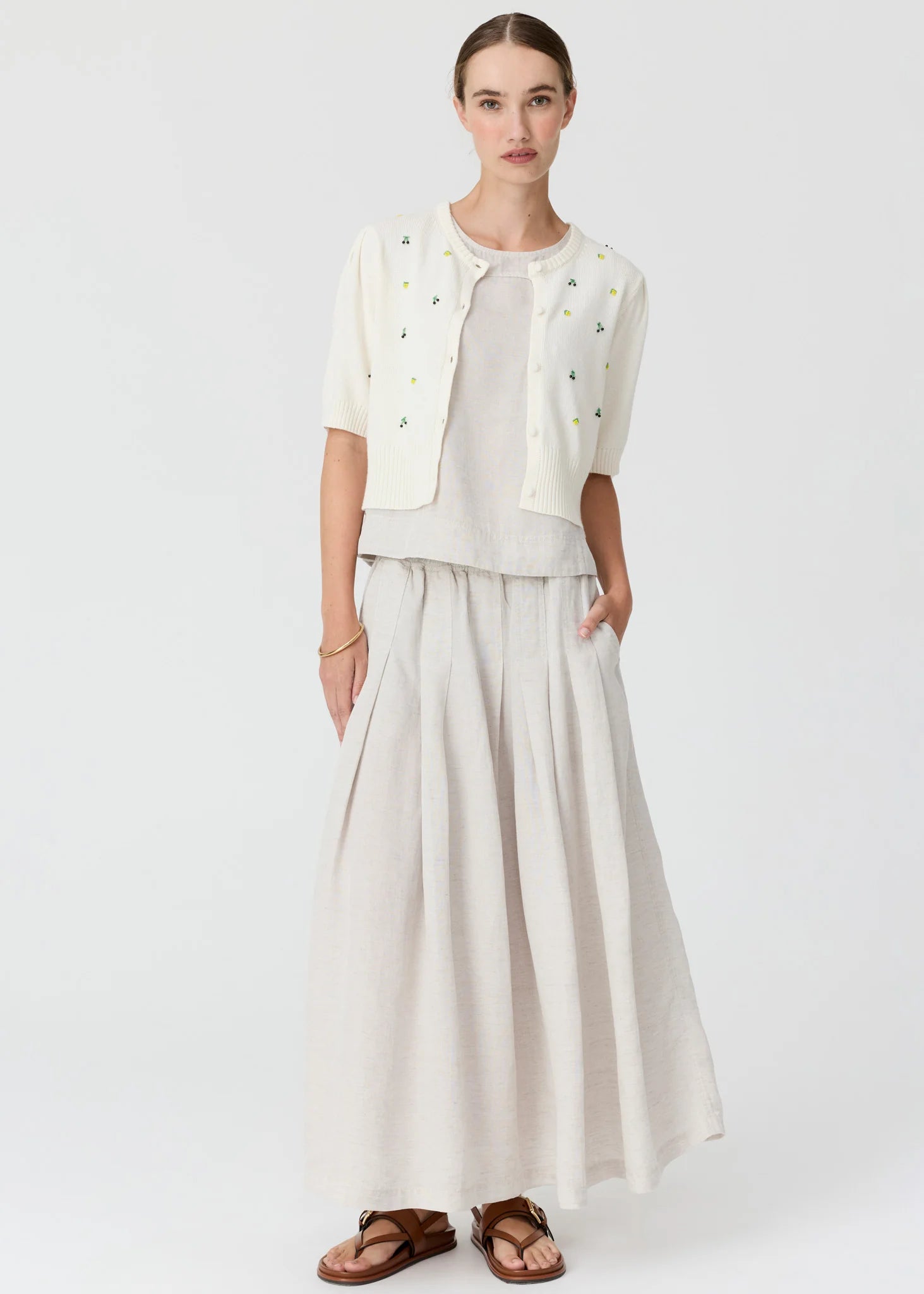 Viloa Short Sleeve Cardigan- Chalk