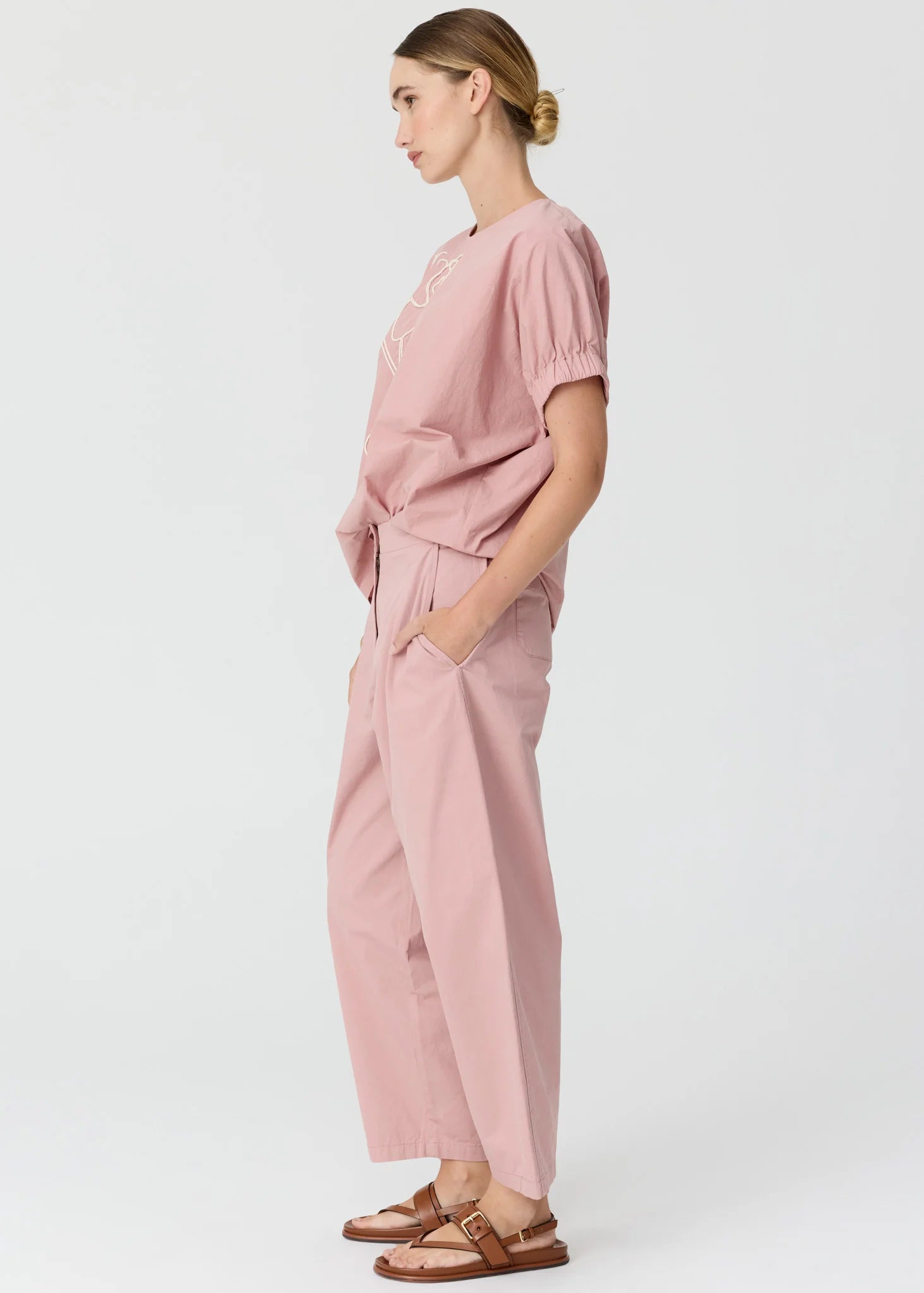 Alma Barrel Pant- Pink