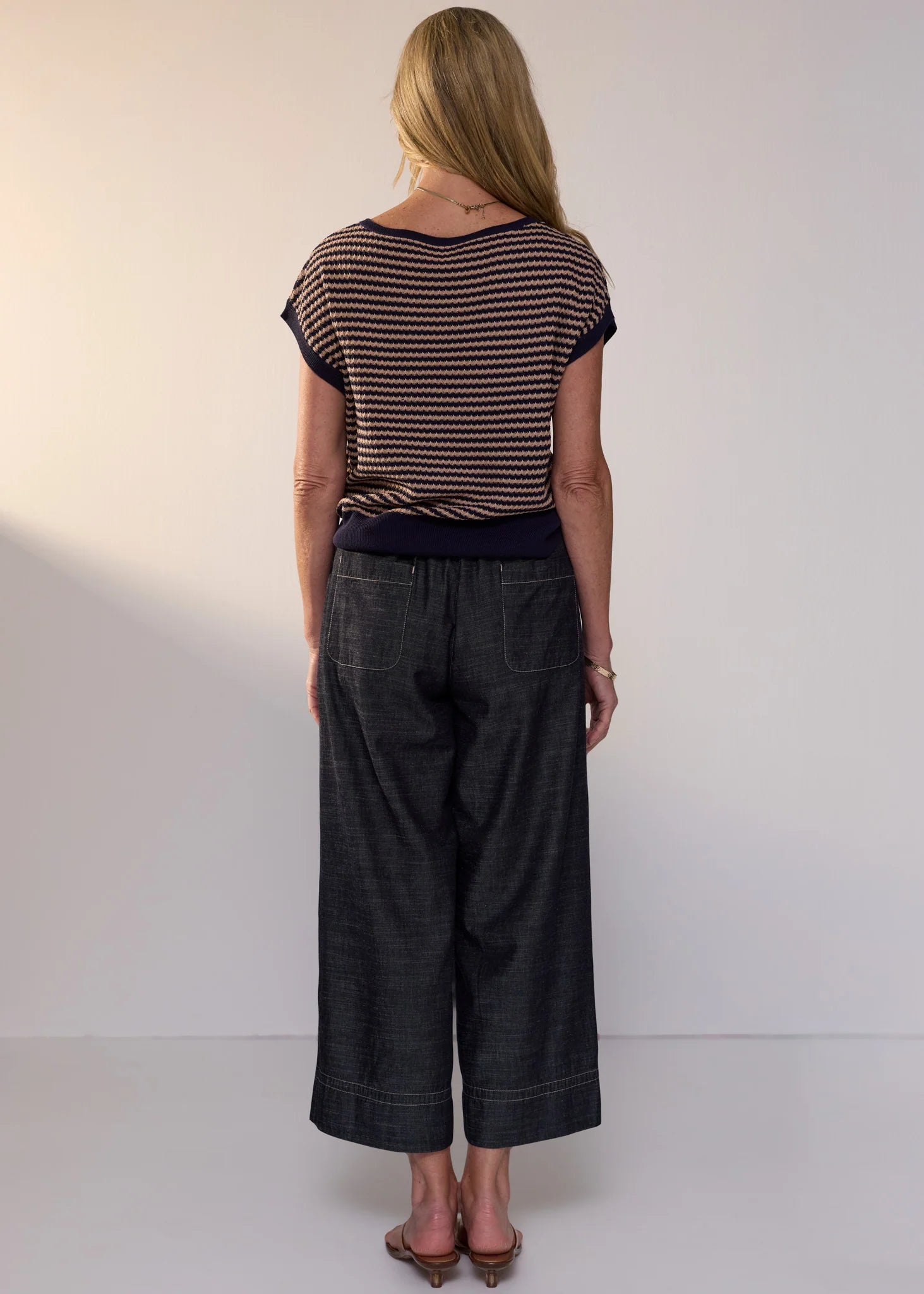 Naia Wobble Stripe Tee- Ink & Clay