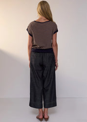 Naia Wobble Stripe Tee- Ink & Clay