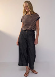 Naia Wobble Stripe Tee- Ink & Clay