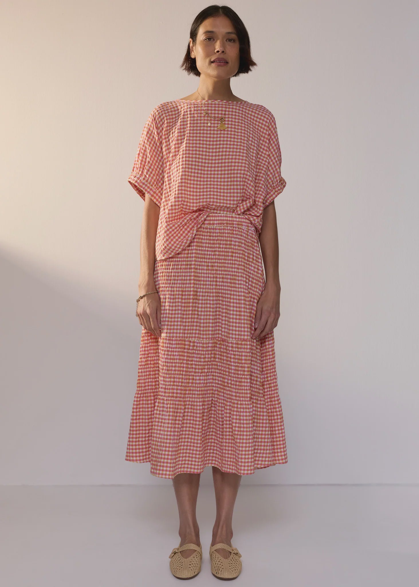 Mira Top- Pink Gingham