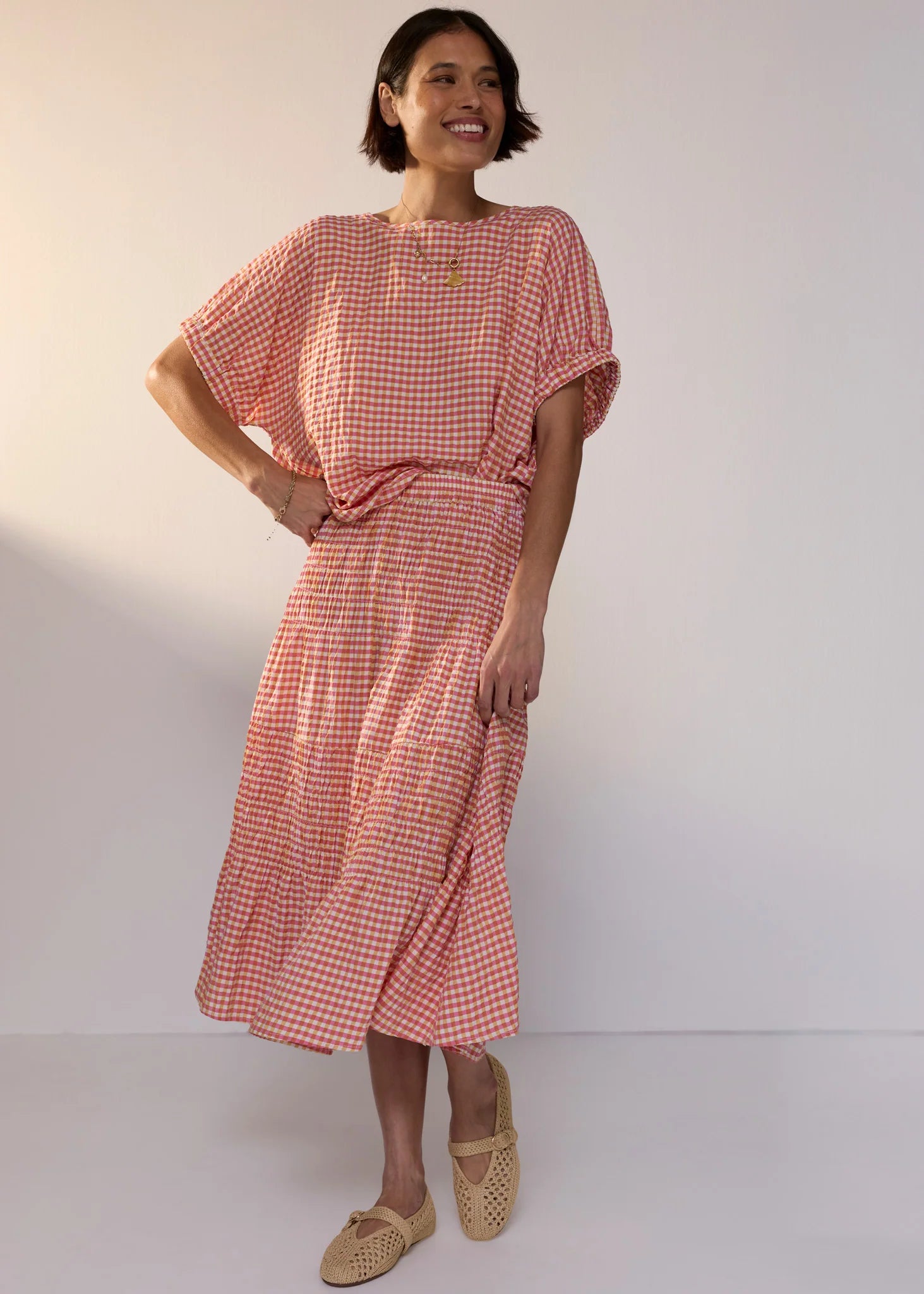 Mira Top- Pink Gingham