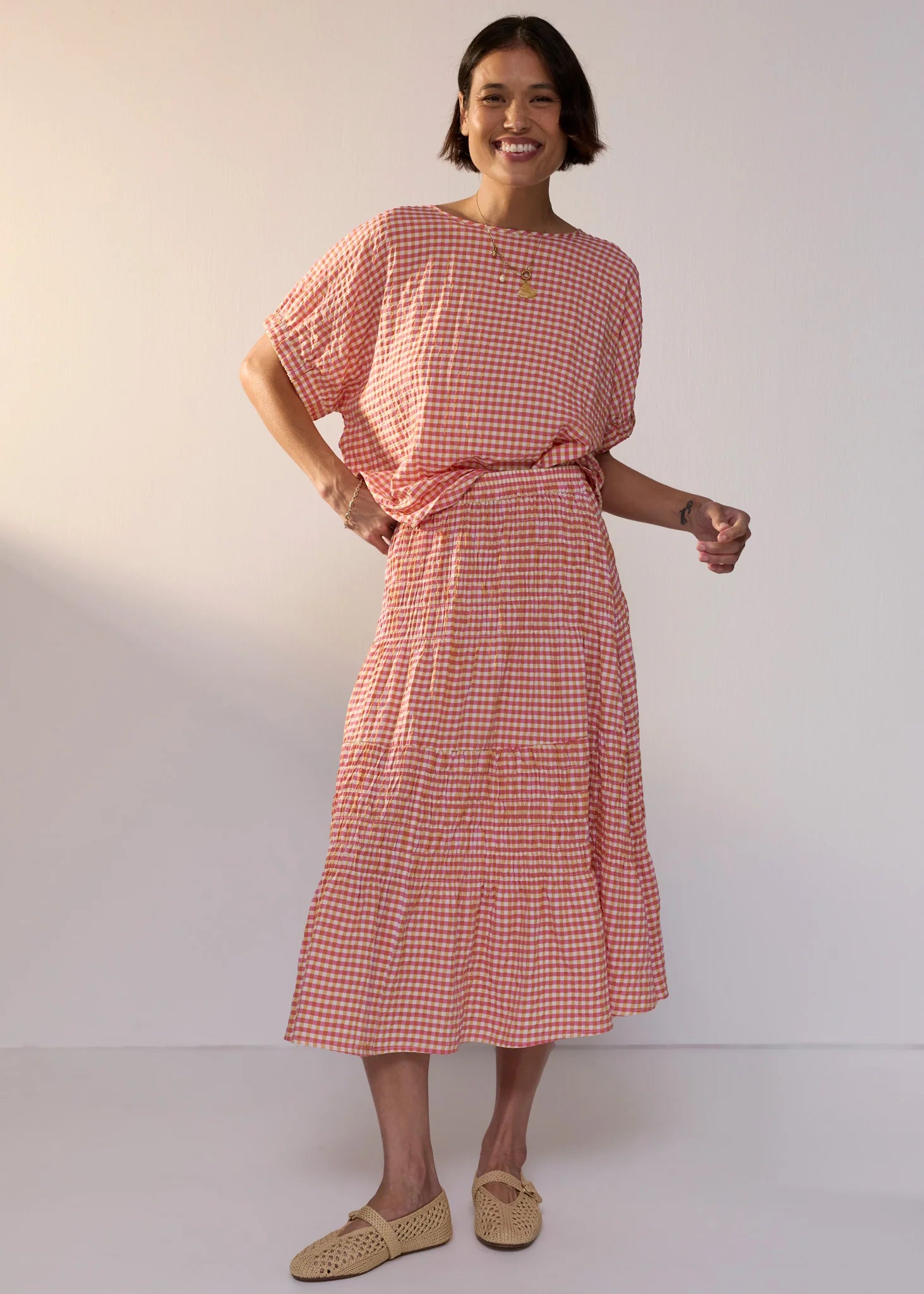 Mira Top- Pink Gingham