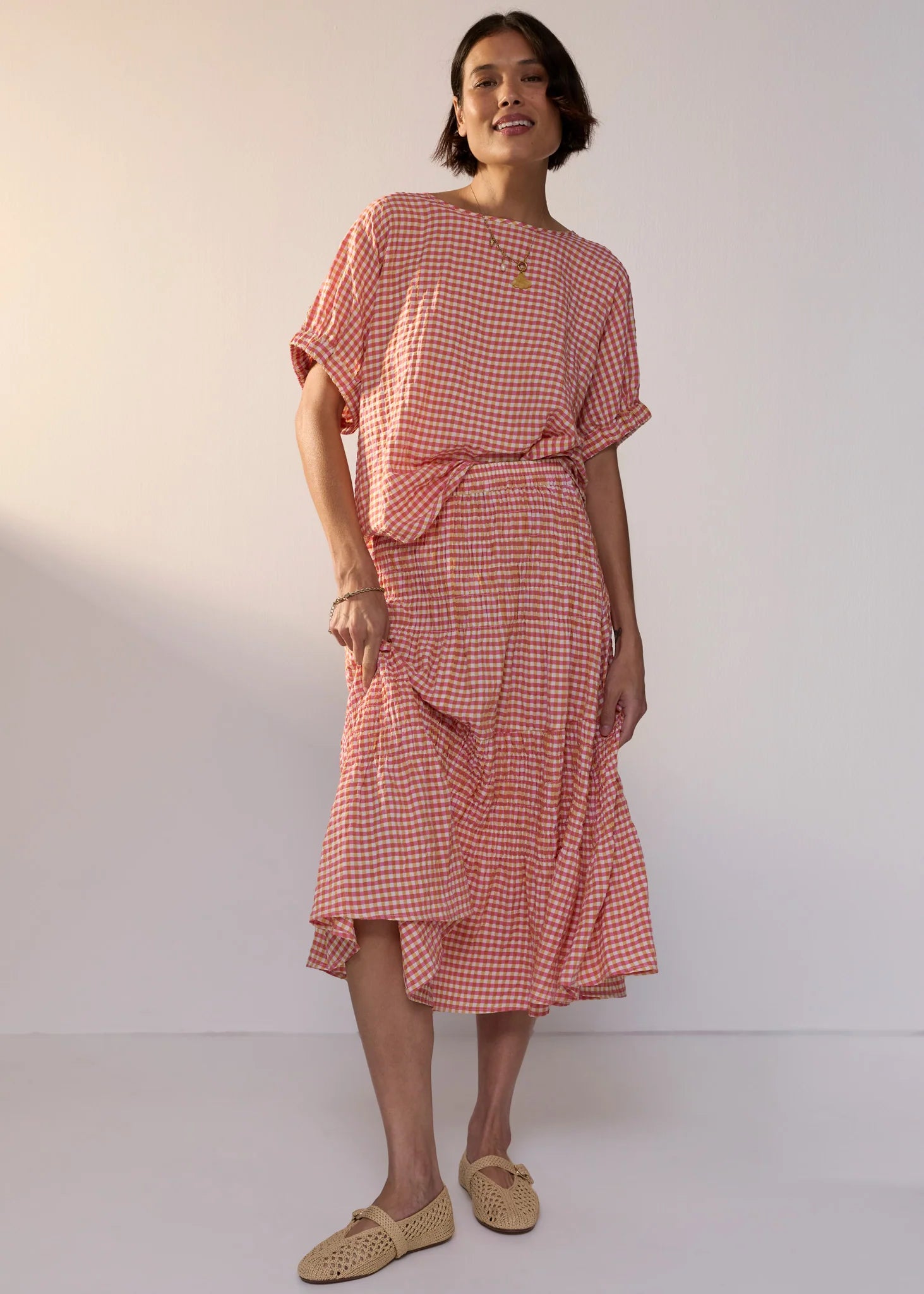 Mira Top- Pink Gingham