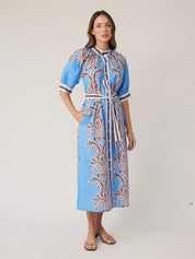 Robe Dress - Blue Deco Stripe