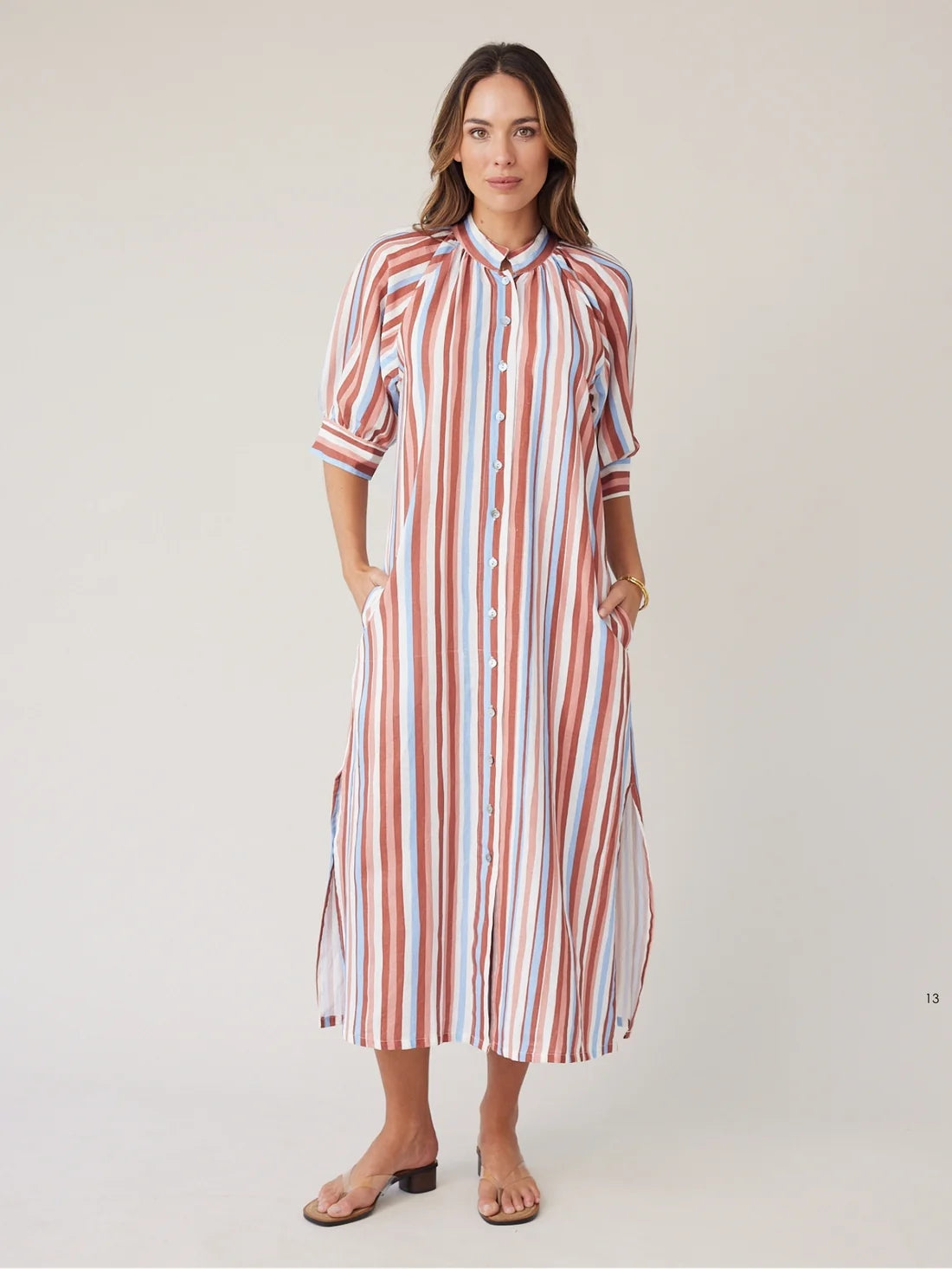 Robe Dress - Mocha Stripe