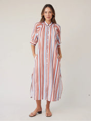 Robe Dress - Mocha Stripe