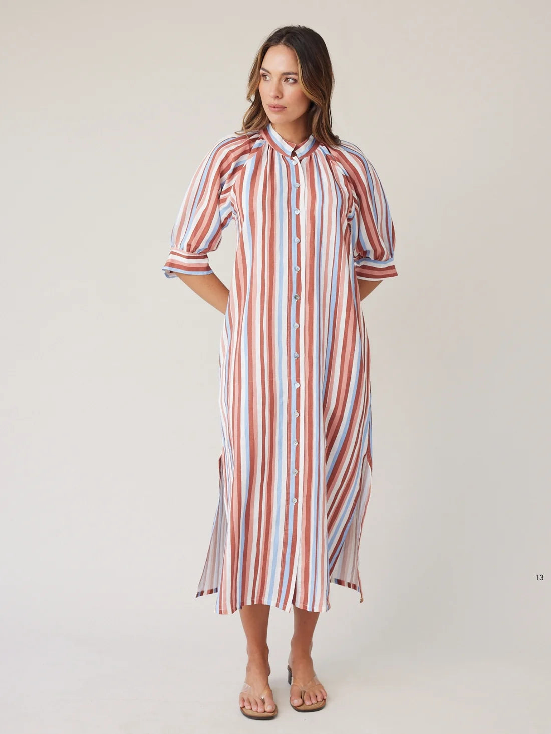 Robe Dress - Mocha Stripe