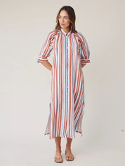 Robe Dress - Mocha Stripe