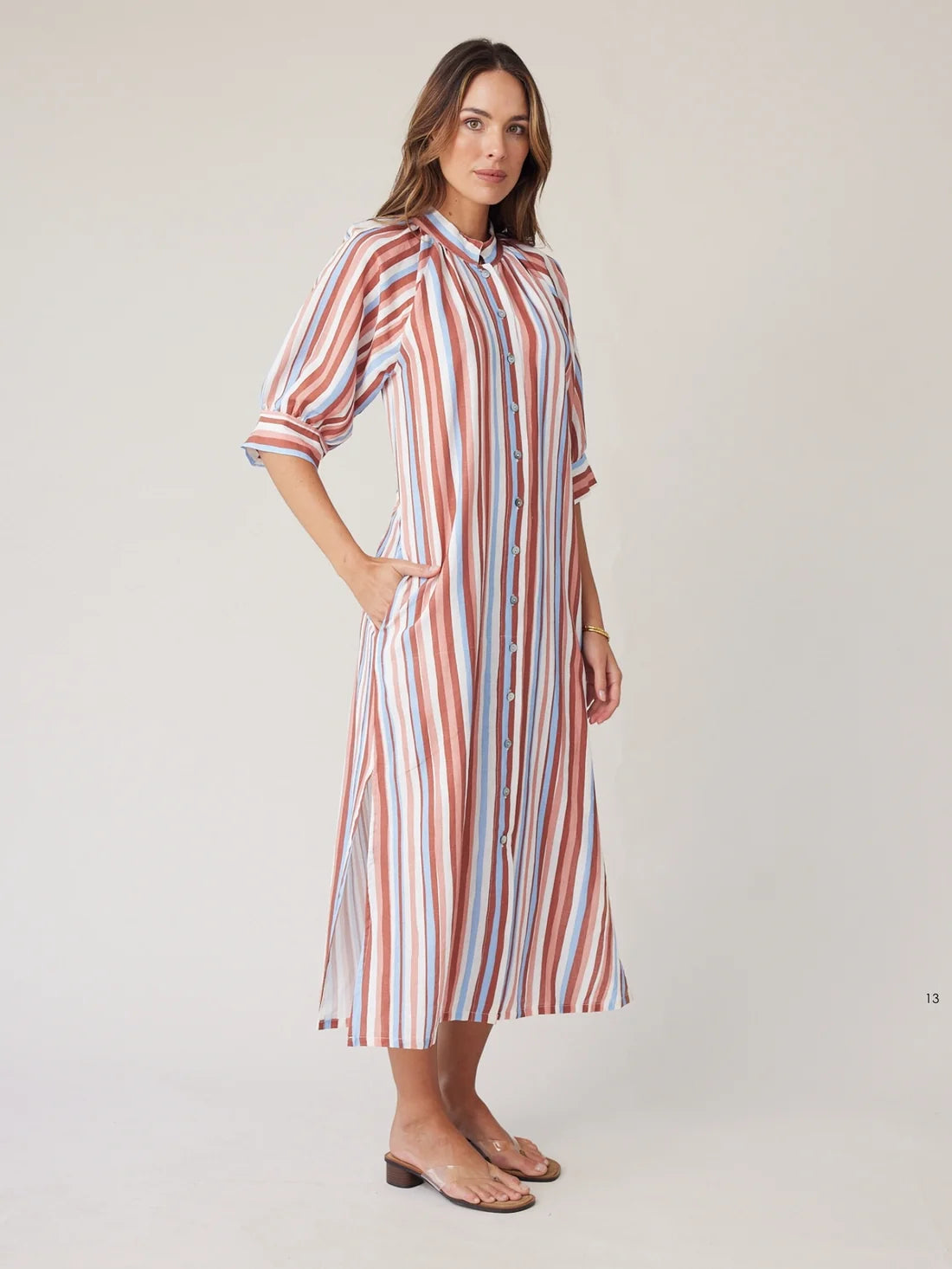 Robe Dress - Mocha Stripe