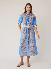 Robe Dress - Blue Deco Stripe