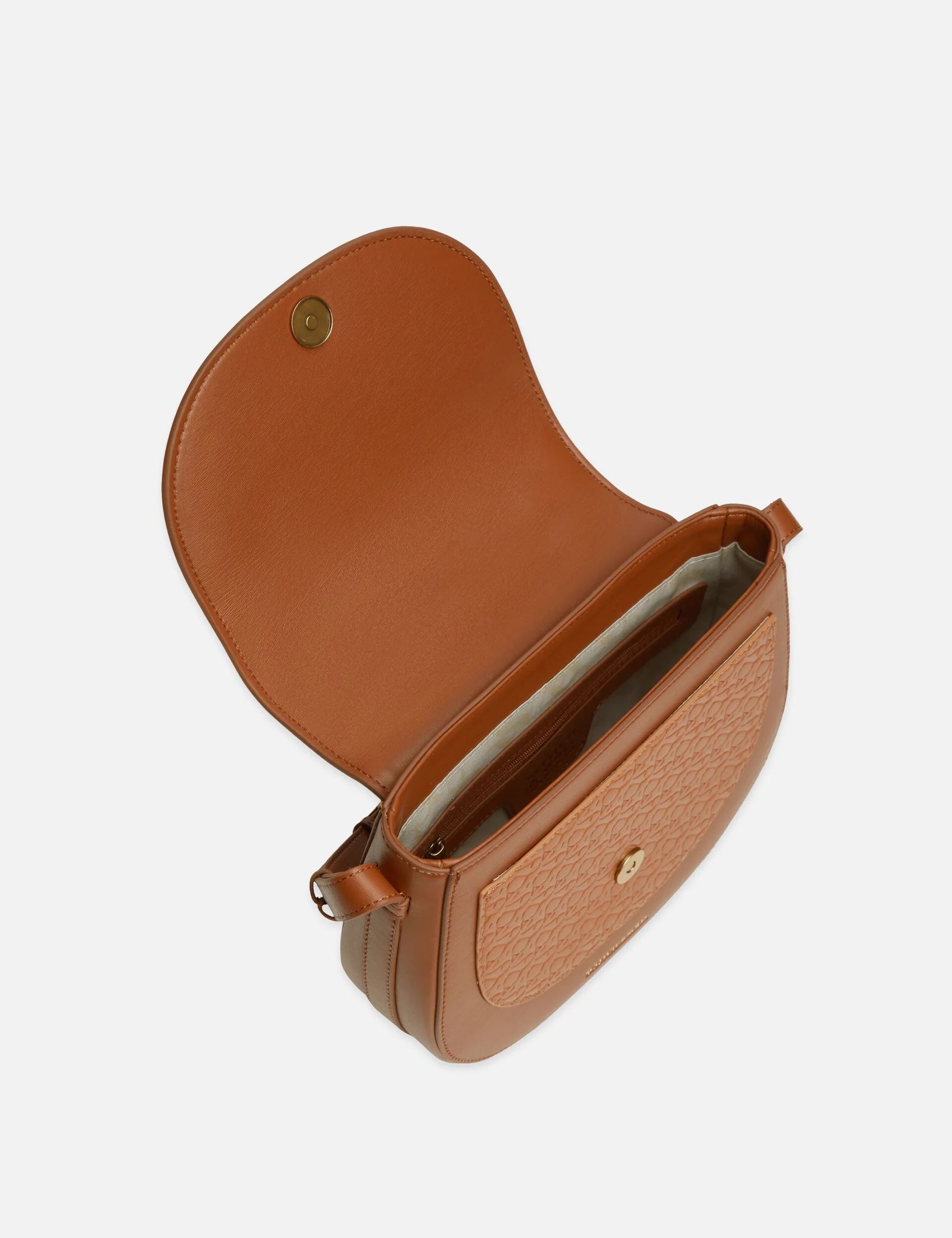 Embossed Crossbody Bag- Brown
