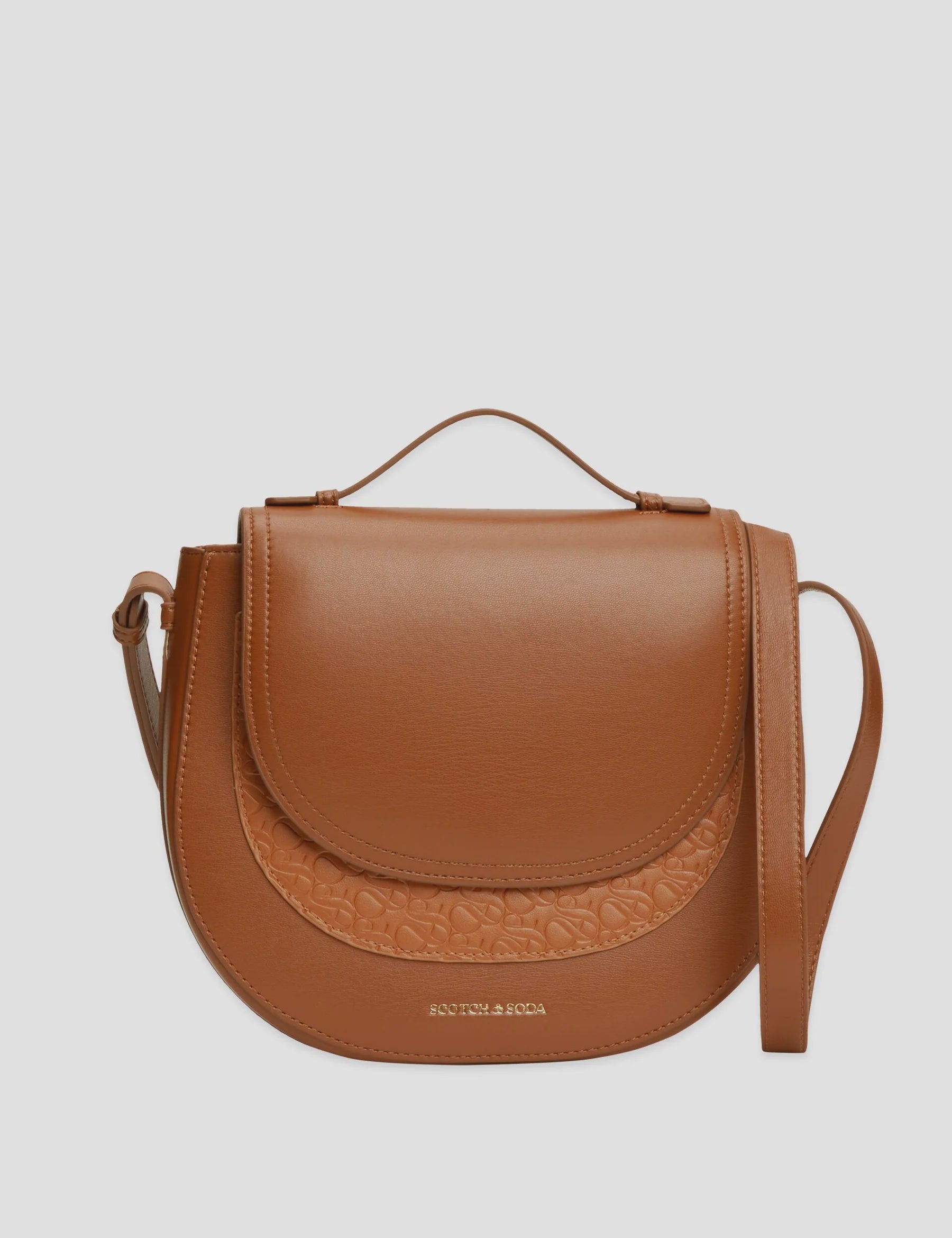 Embossed Crossbody Bag- Brown