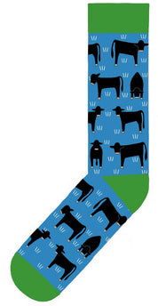 Red Tractor Socks- Angus on Blue