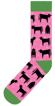 Red Tractor Socks- Angus on Pink