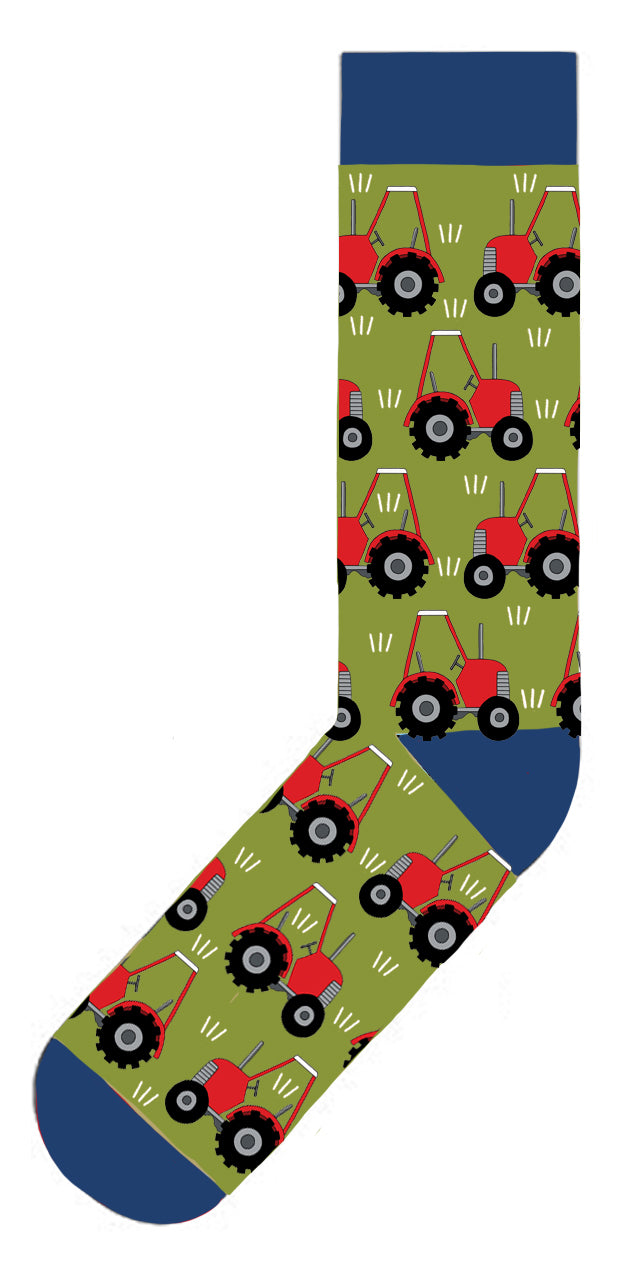 Red Tractors On Green Boxed Set Socks