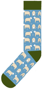 Red Tractor Socks- Sheep on Blue