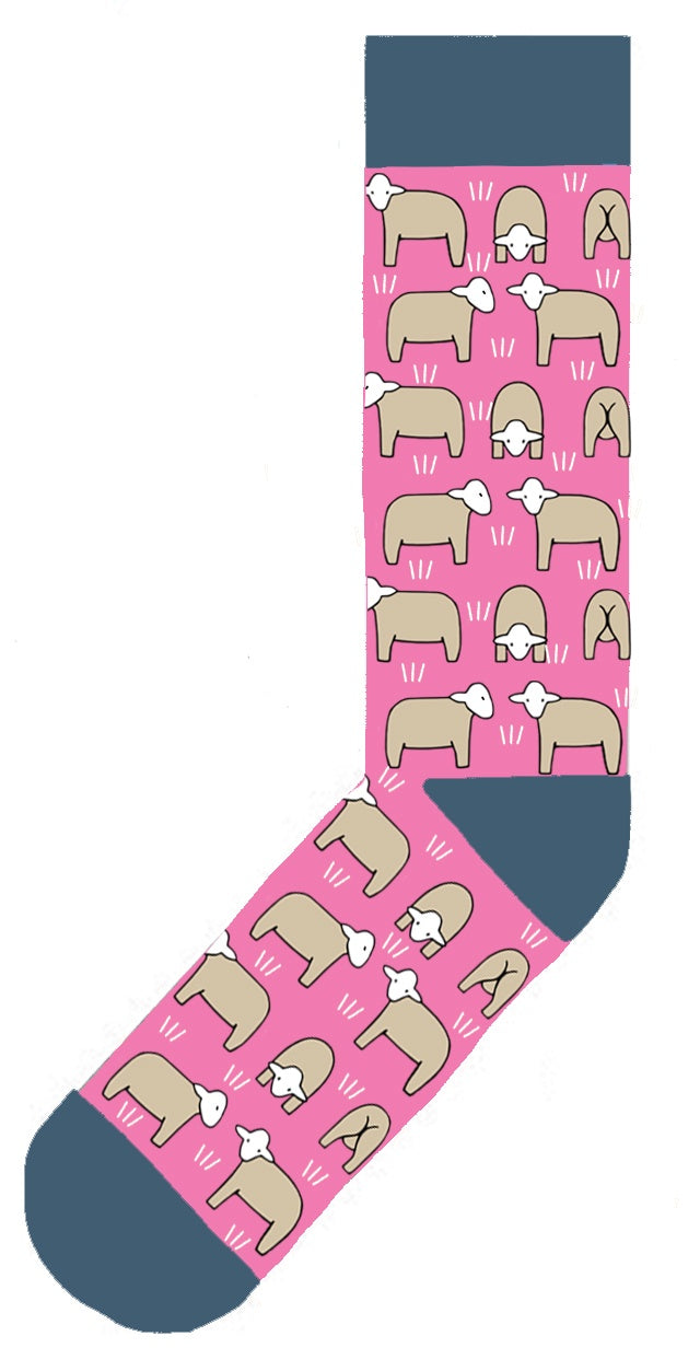 Red Tractor Socks- Sheep on Pink