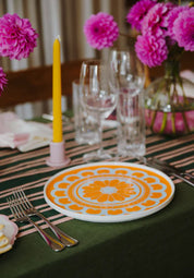 Orange & Blue Flower Plate