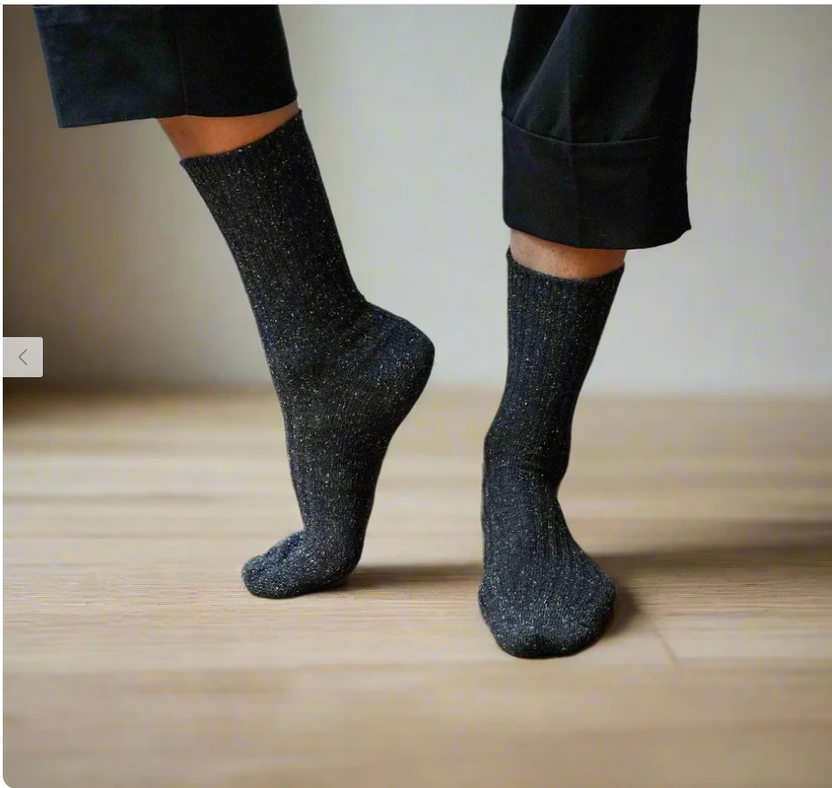KLUE Silk & Wool Dust Star Socks-Black