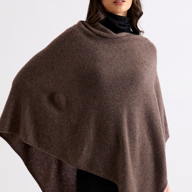 Mia Cashmere Poncho - Espresso - Presence Hamilton
